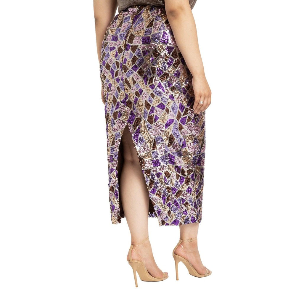 Eloquii Geometric Sequin Skirt Women 16 Kaleidoscope Dreams Midi Party Holiday